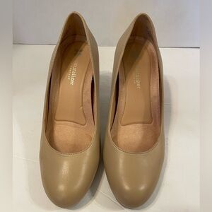 Naturalizer Nude Beige Leather Heel Shoes Size 8 1/2 M